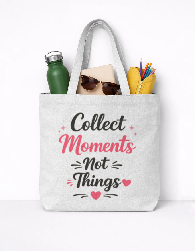 Collect Moments Not Things Unisex AOP Large Totebag